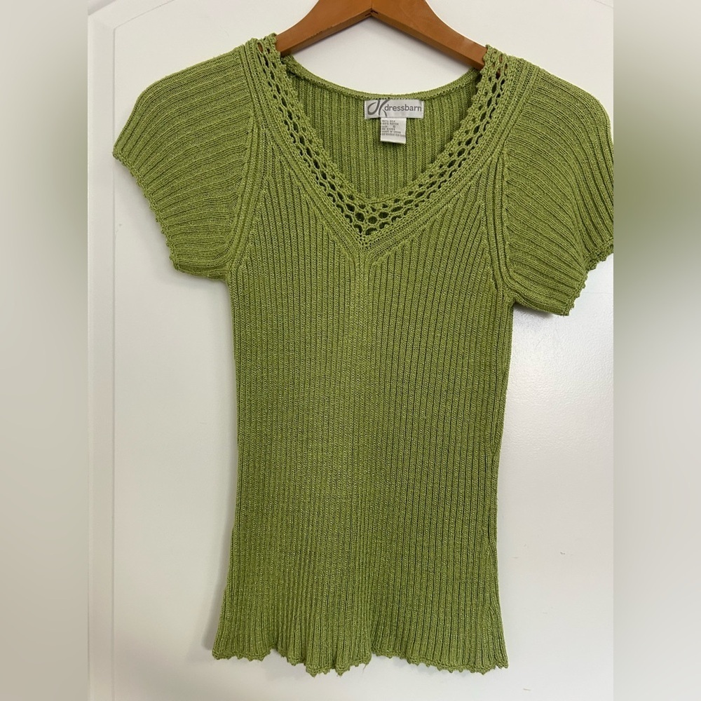 Y2K 90s Vintage Silk Knit Crotchet Top Green Size S Coquette Fairy Ethereal Boho